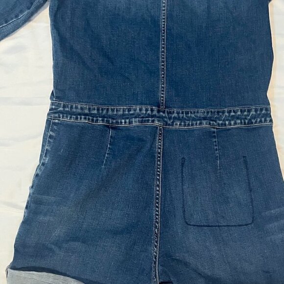 Nanette Lepore long sleeve Denim Romper shorts jumpsuit size M - Picture 4 of 8